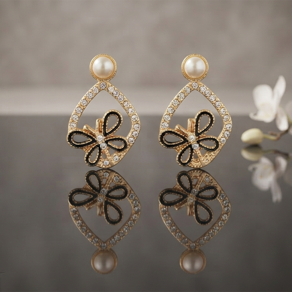 JewelMaze Exclusive Gold Plated Crystal Stone Elegant Earrings 