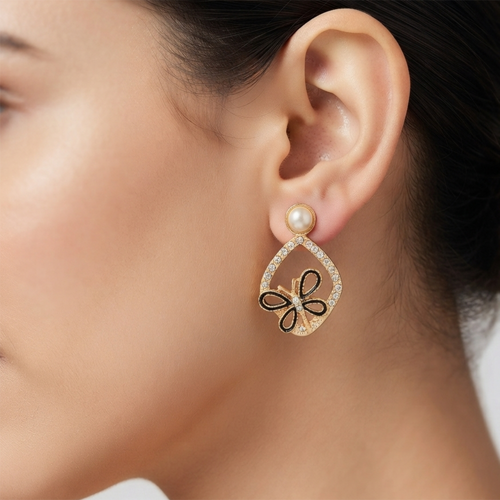 JewelMaze Exclusive Gold Plated Crystal Stone Elegant Earrings