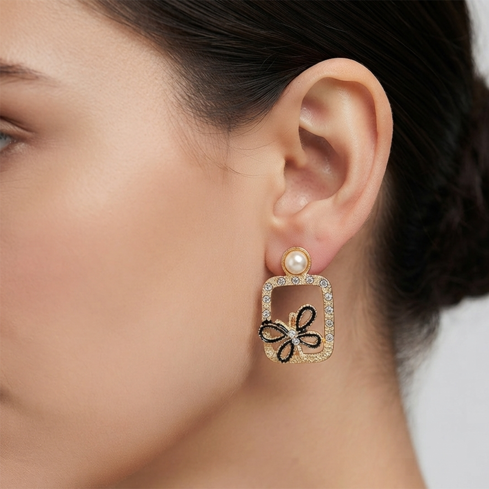 JewelMaze Exclusive Gold Plated Crystal Stone Elegant Earrings