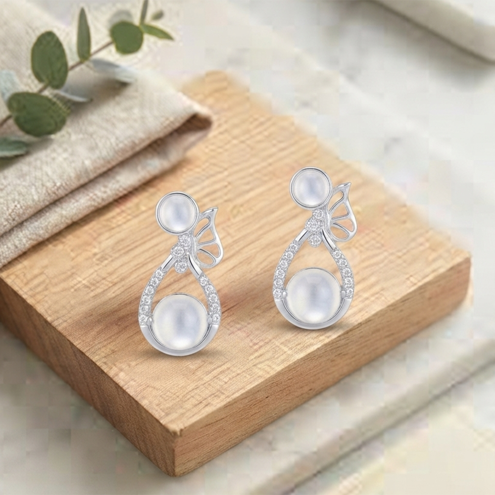 JewelMaze Premium Silver Plated Crystal Stone Statement Stud Earrings for Women