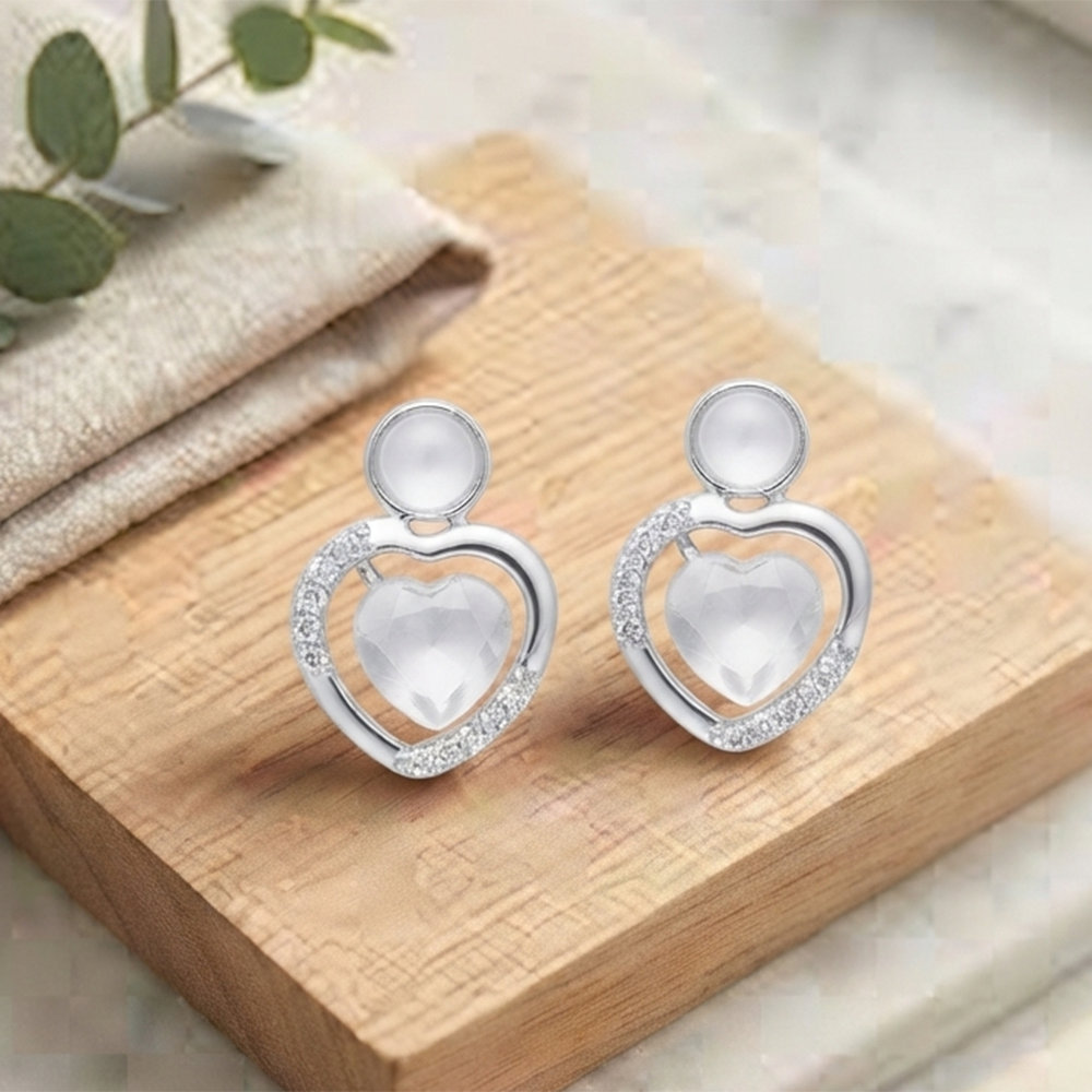 JewelMaze Premium Silver Plated Crystal Stone Statement Stud Earrings for Women