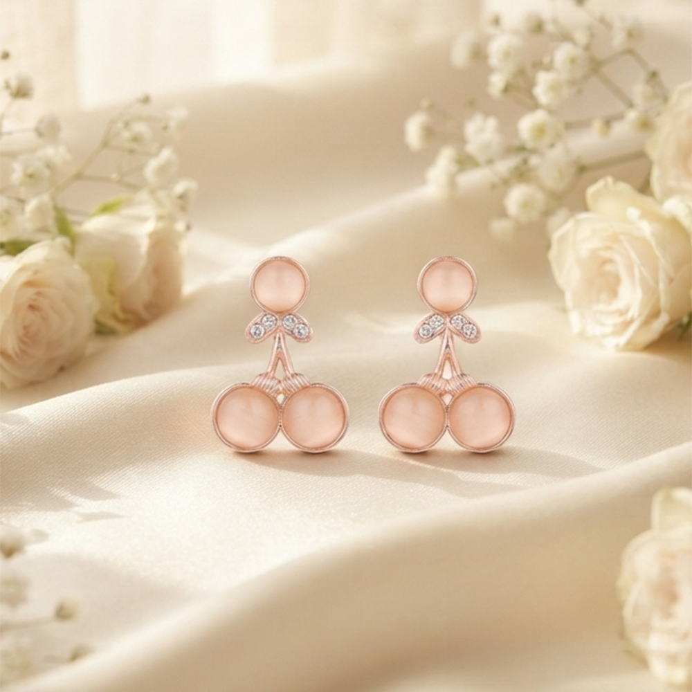 JewelMaze Stylish Rose Gold Plated Crystal Stone Office Wear Earrings