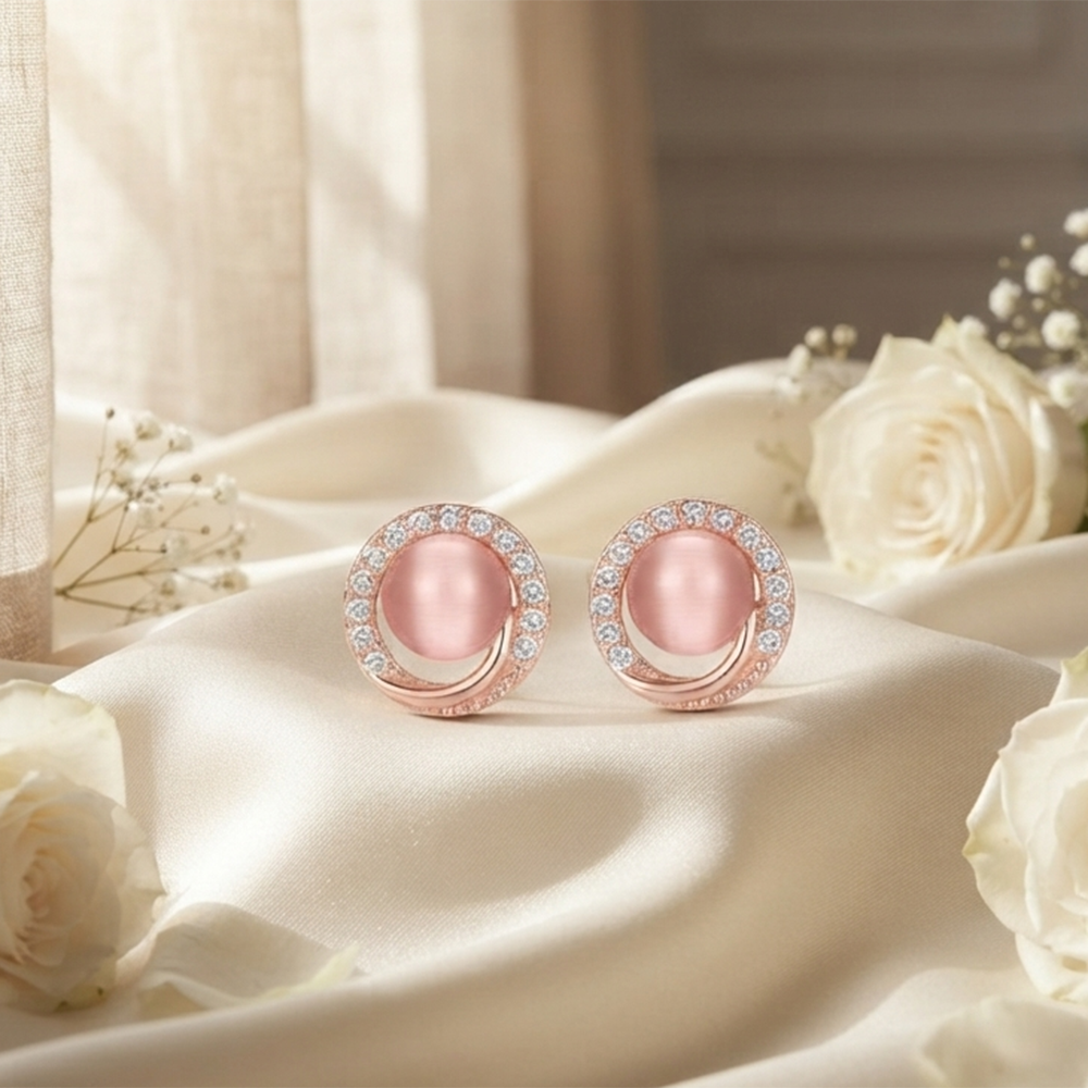 JewelMaze Stylish Rose Gold Plated Crystal Stone Office Wear Earrings