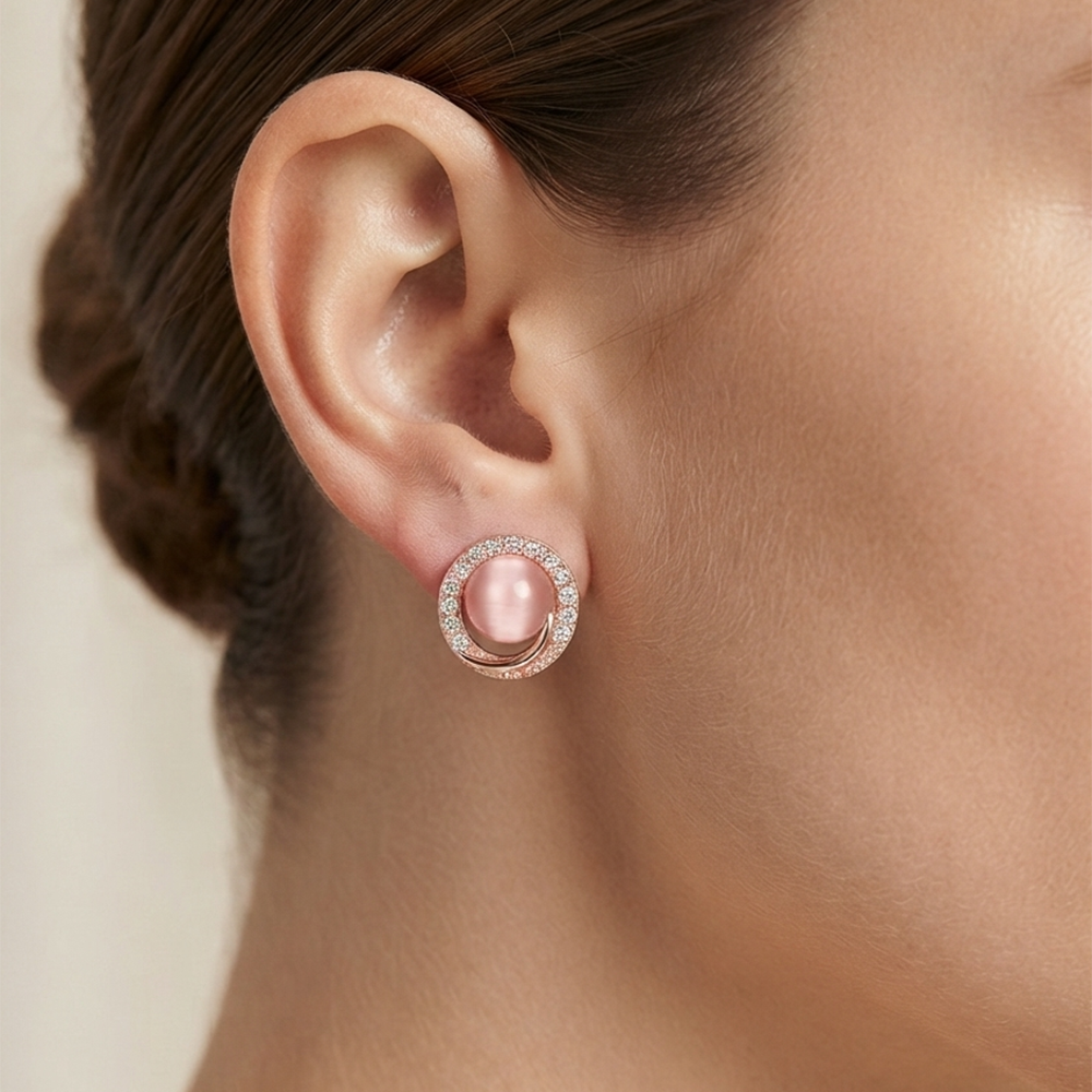 JewelMaze Stylish Rose Gold Plated Crystal Stone Office Wear Earrings