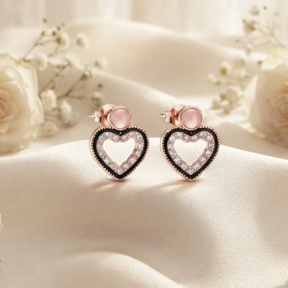 JewelMaze Stylish Rose Gold Plated Crystal Stone Office Wear Earrings