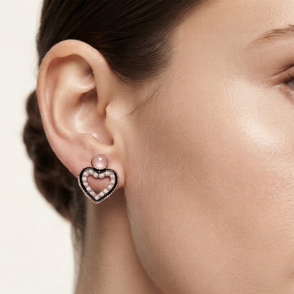 JewelMaze Stylish Rose Gold Plated Crystal Stone Office Wear Earrings