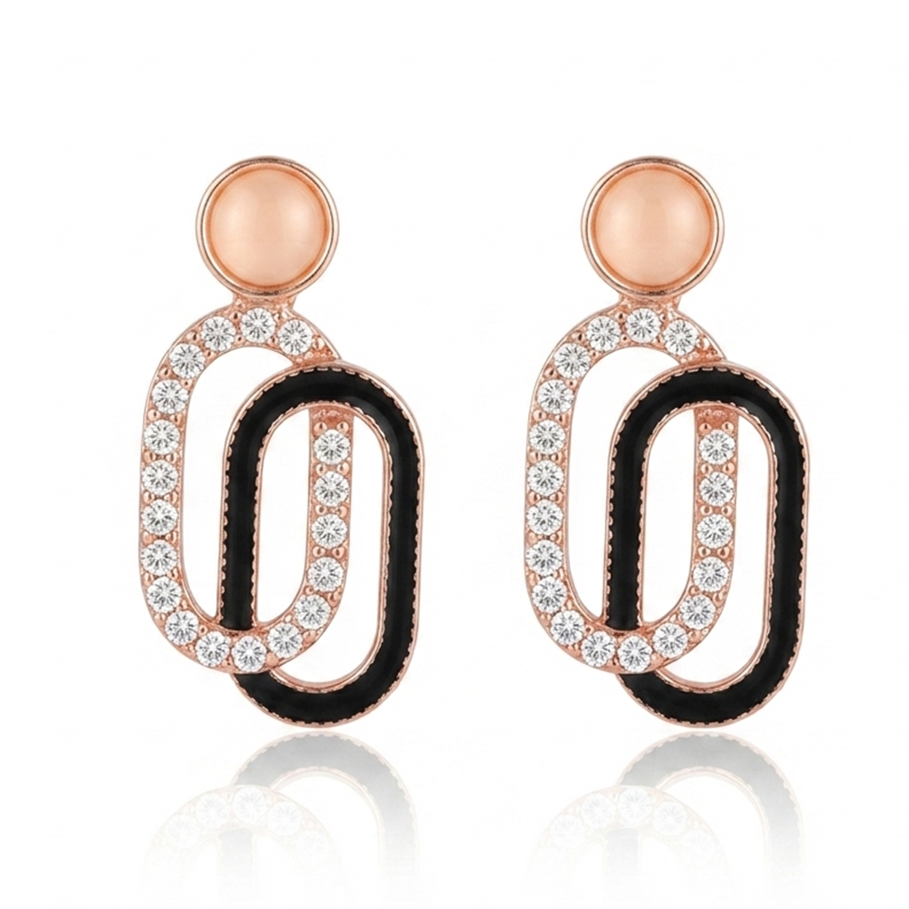 JewelMaze Stylish Rose Gold Plated Crystal Stone Office Wear Earrings