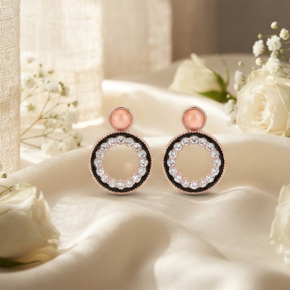 JewelMaze Stylish Rose Gold Plated Crystal Stone Office Wear Earrings
