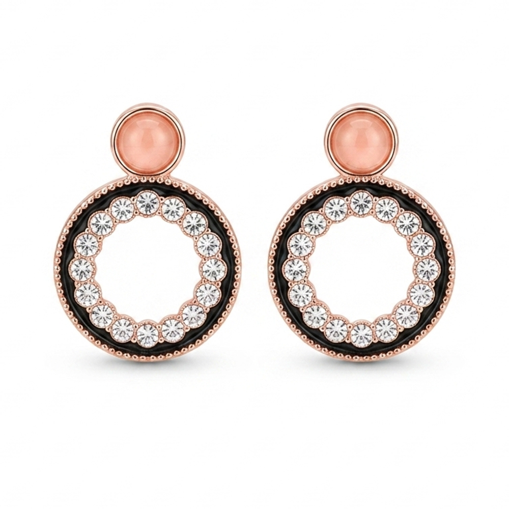 JewelMaze Stylish Rose Gold Plated Crystal Stone Office Wear Earrings