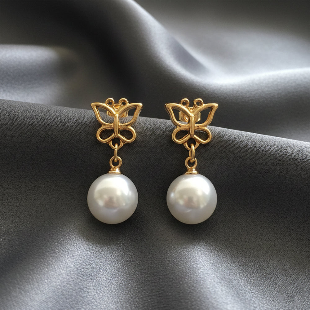 JewelMaze Set of 6 Gold And Silver Plated Pearl Drop Earrings Combo