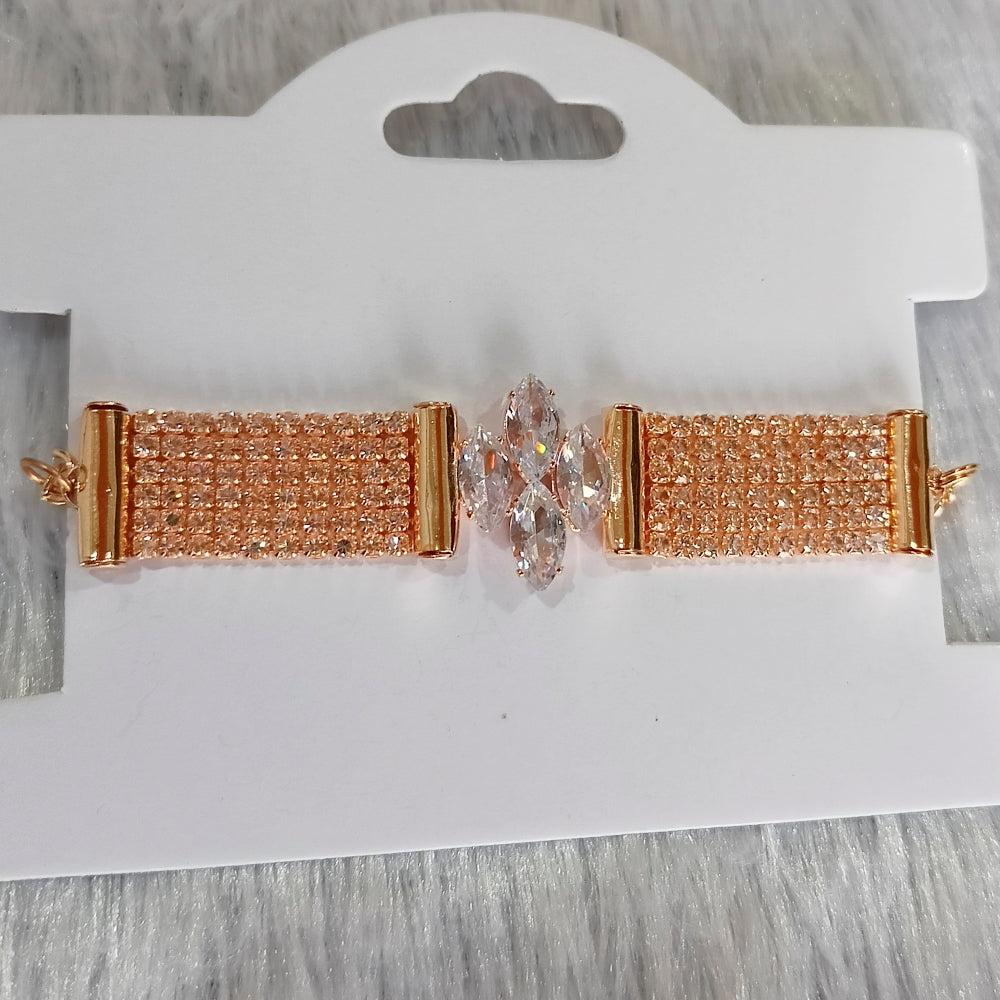 JewelMaze Austrian Stone Rose Gold Plated Fashionable Bracelet For Girls and Women