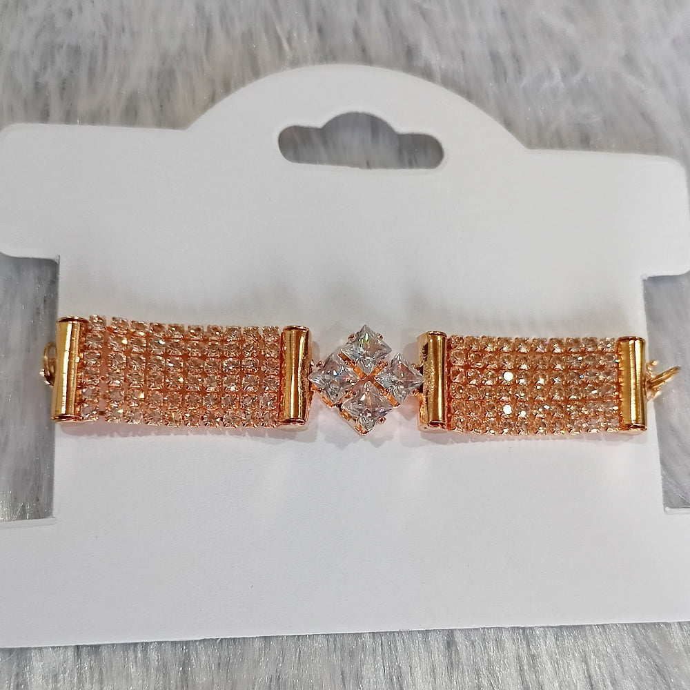 JewelMaze Austrian Stone Rose Gold Plated Fashionable Bracelet For Girls and Women