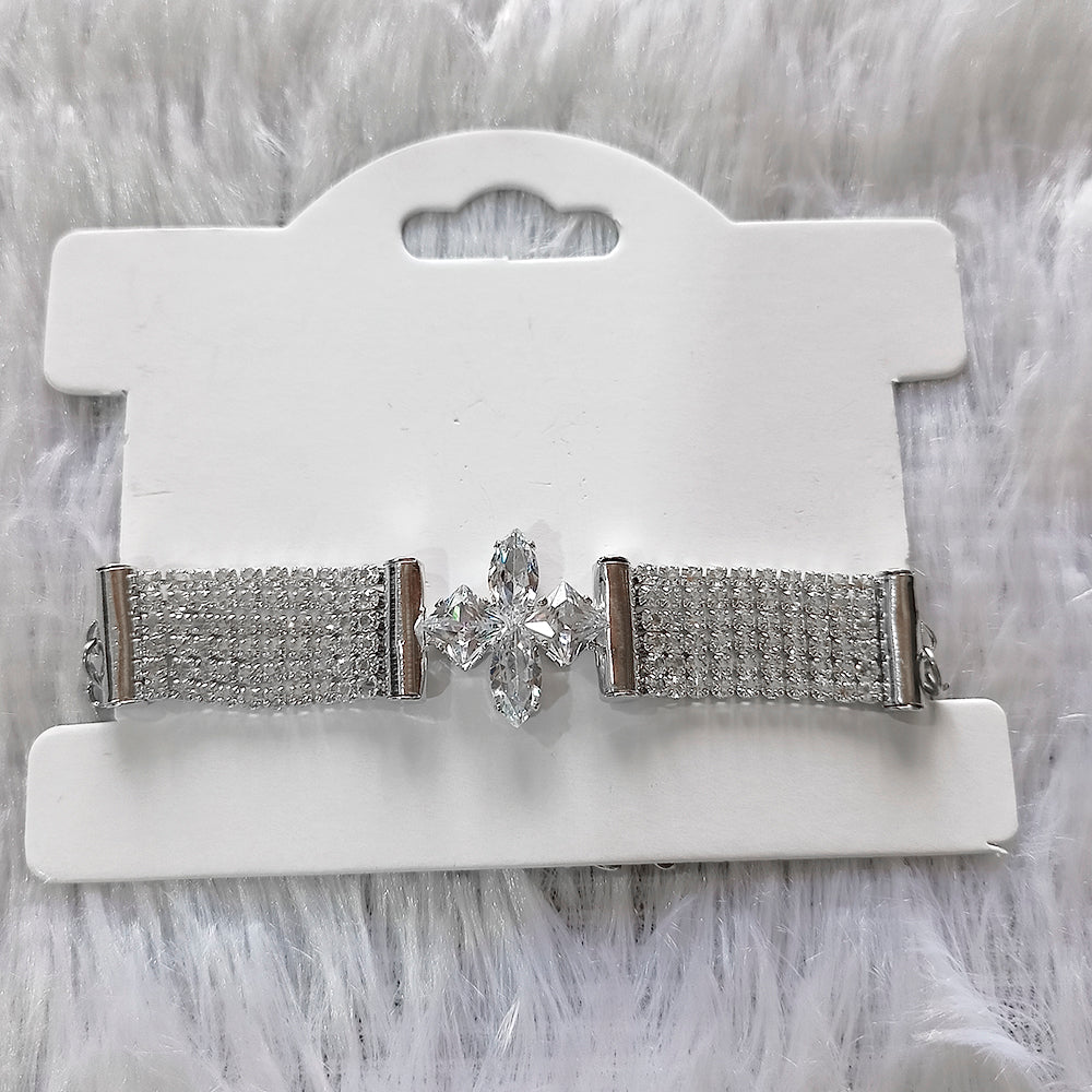 JewelMaze Austrian Stone Silver Plated Fashionable Bracelet For Girls and Women