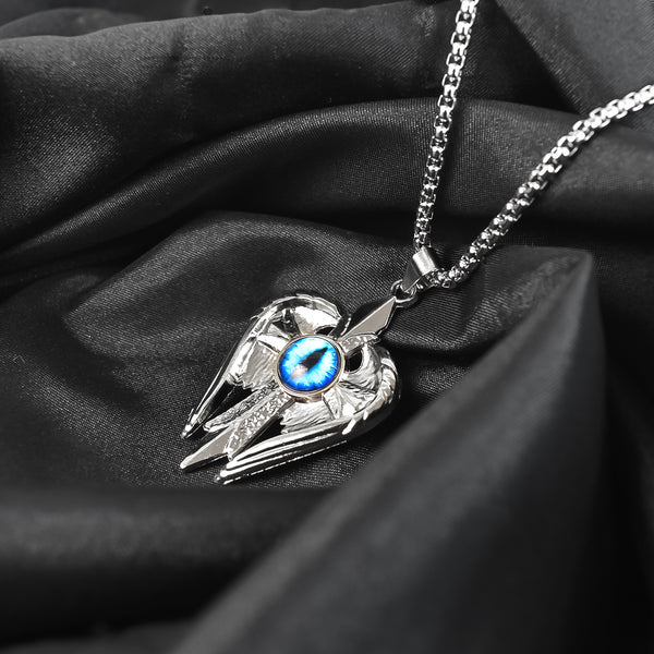 JewelMaze Silver Plated Angel Wings Shield Chain Pendant - 1404612
