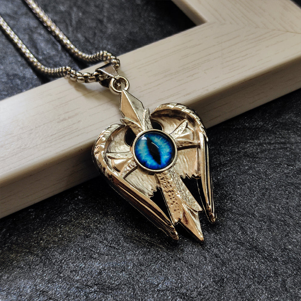 JewelMaze Silver Plated Angel Wings Shield Chain Pendant