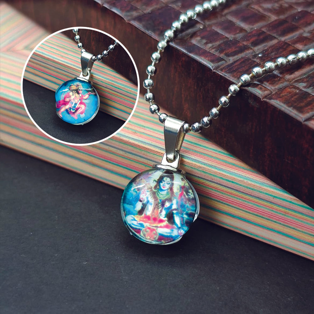 JewelMaze Hanuman and Lord Shiva Mahadev Chain Pendant