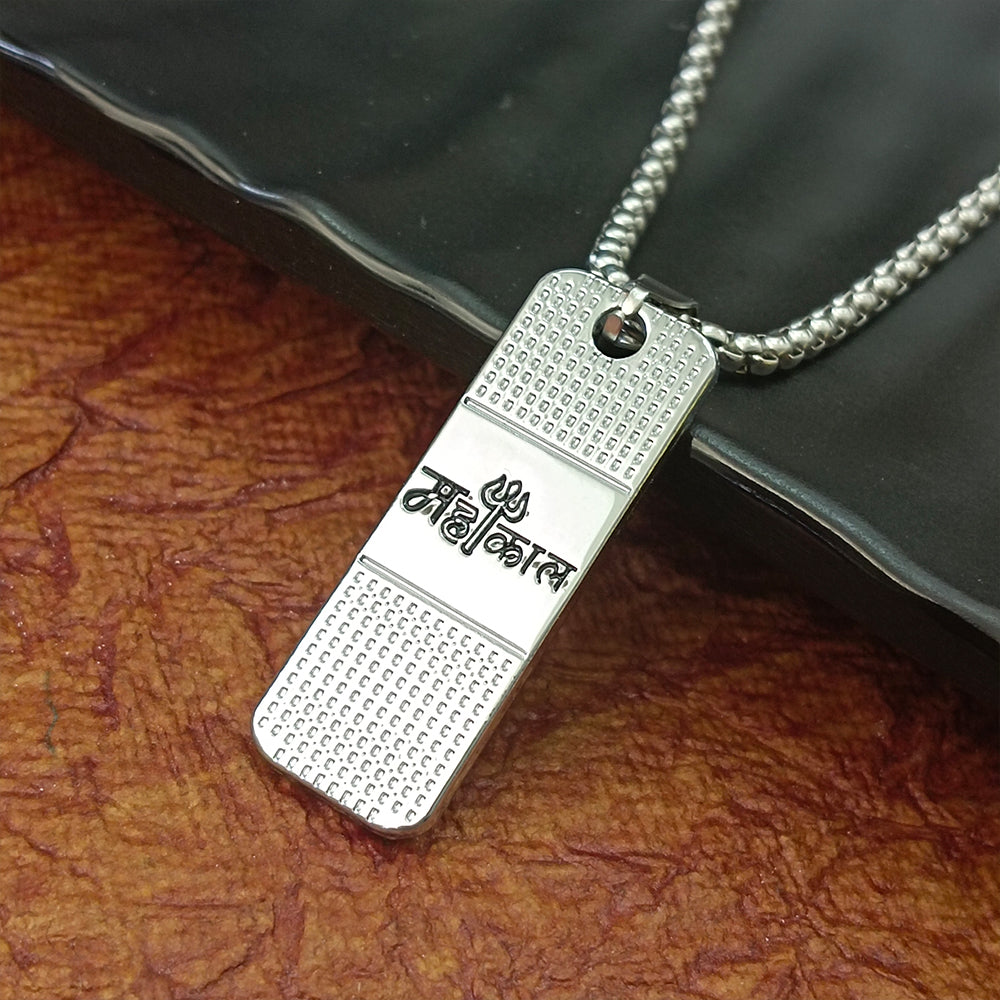 JewelMaze Silver Plated Mahakal Chain Pendant