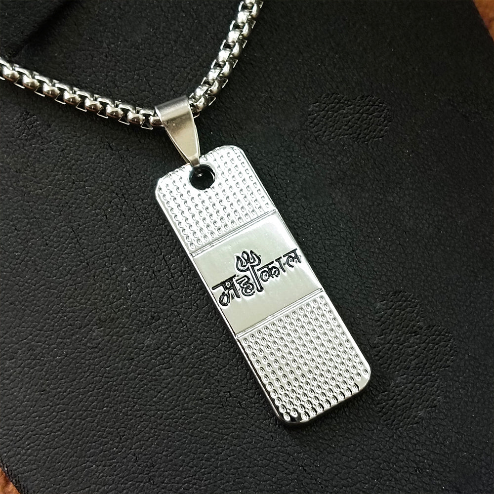 JewelMaze Silver Plated Mahakal Chain Pendant