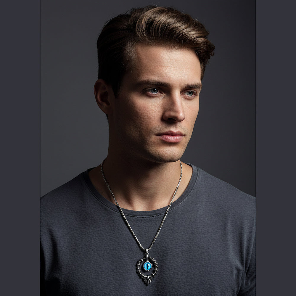 JewelMaze Dragon Devil's Eye Chain Pendant For Men