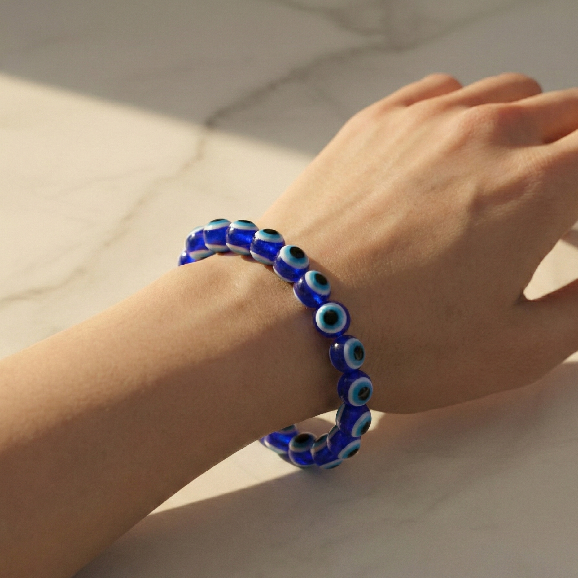 JewelMaze Blue Evil Eye Beaded Bracelet for Men & Women