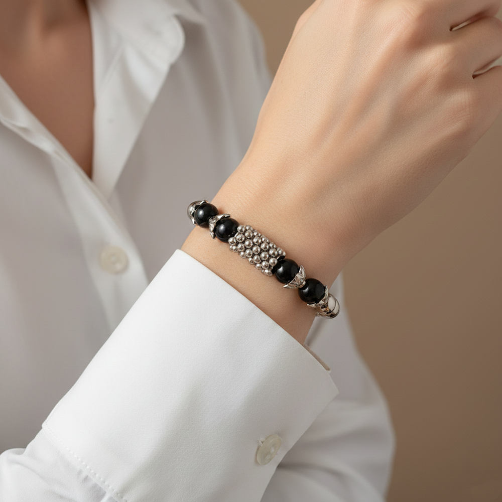 JewelMaze Elegant Silver Beads Combo Bracelet all occassions