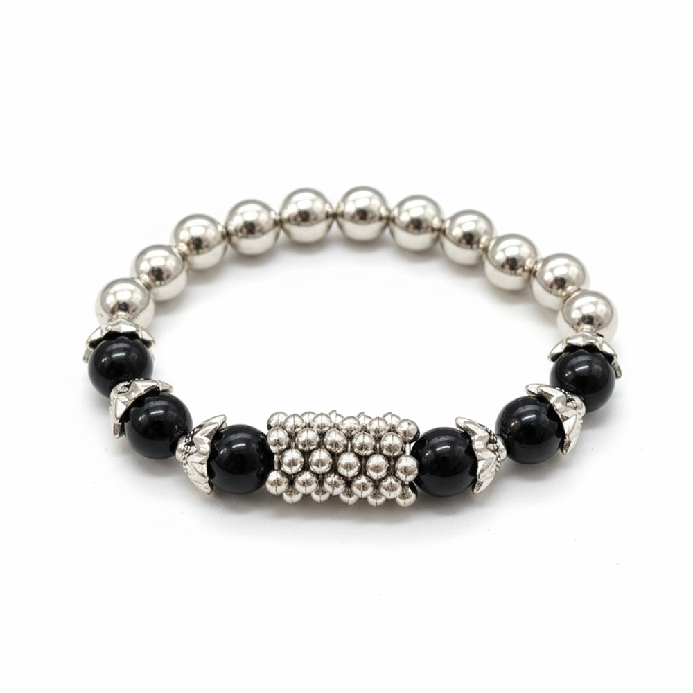 JewelMaze Elegant Silver Beads Combo Bracelet all occassions