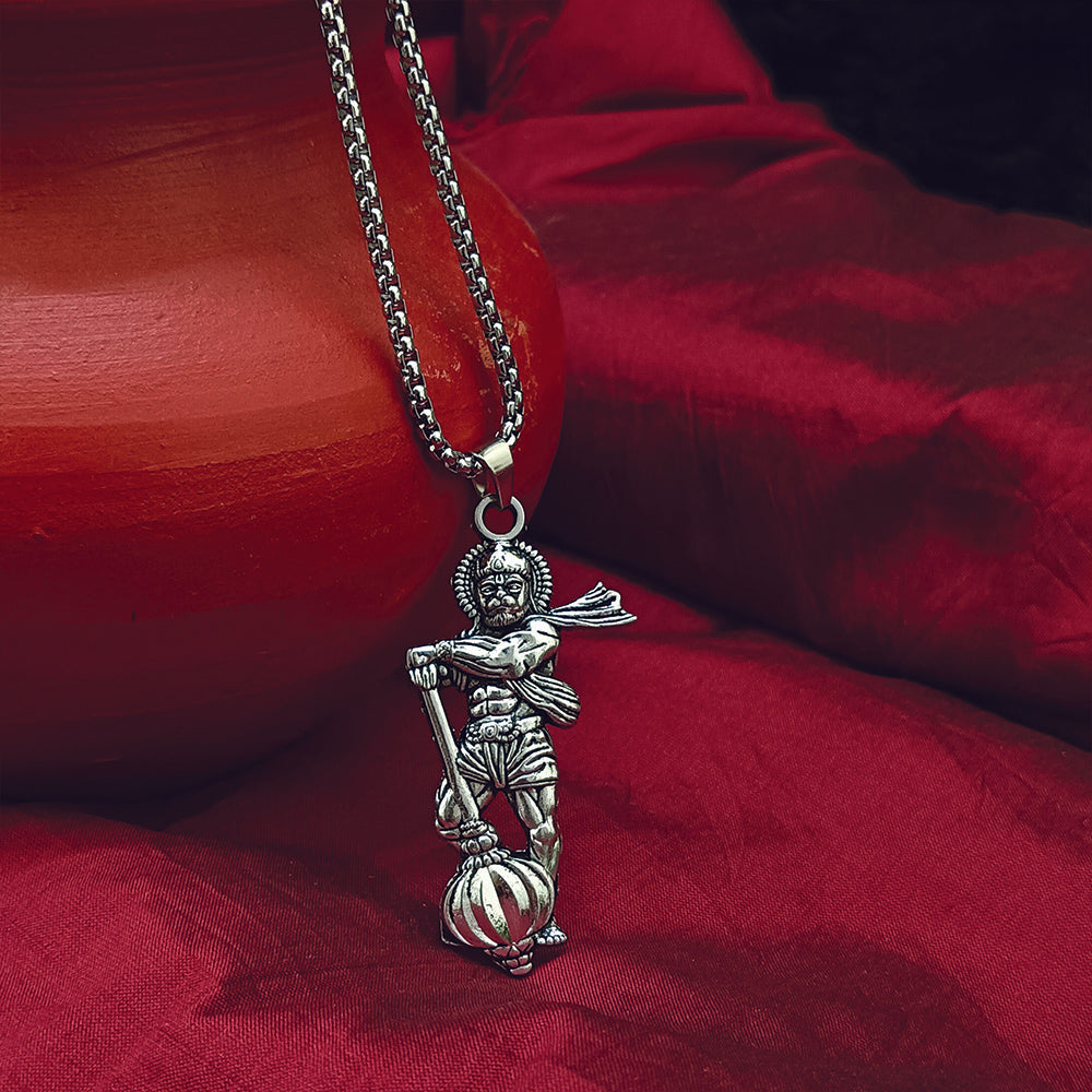 JewelMaze Hanuman Gada Locket Chain Pendant for Men