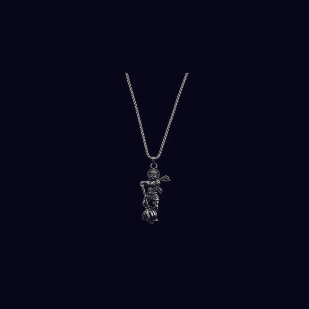 JewelMaze Silver Chain  Hanuman  Pendant for Men