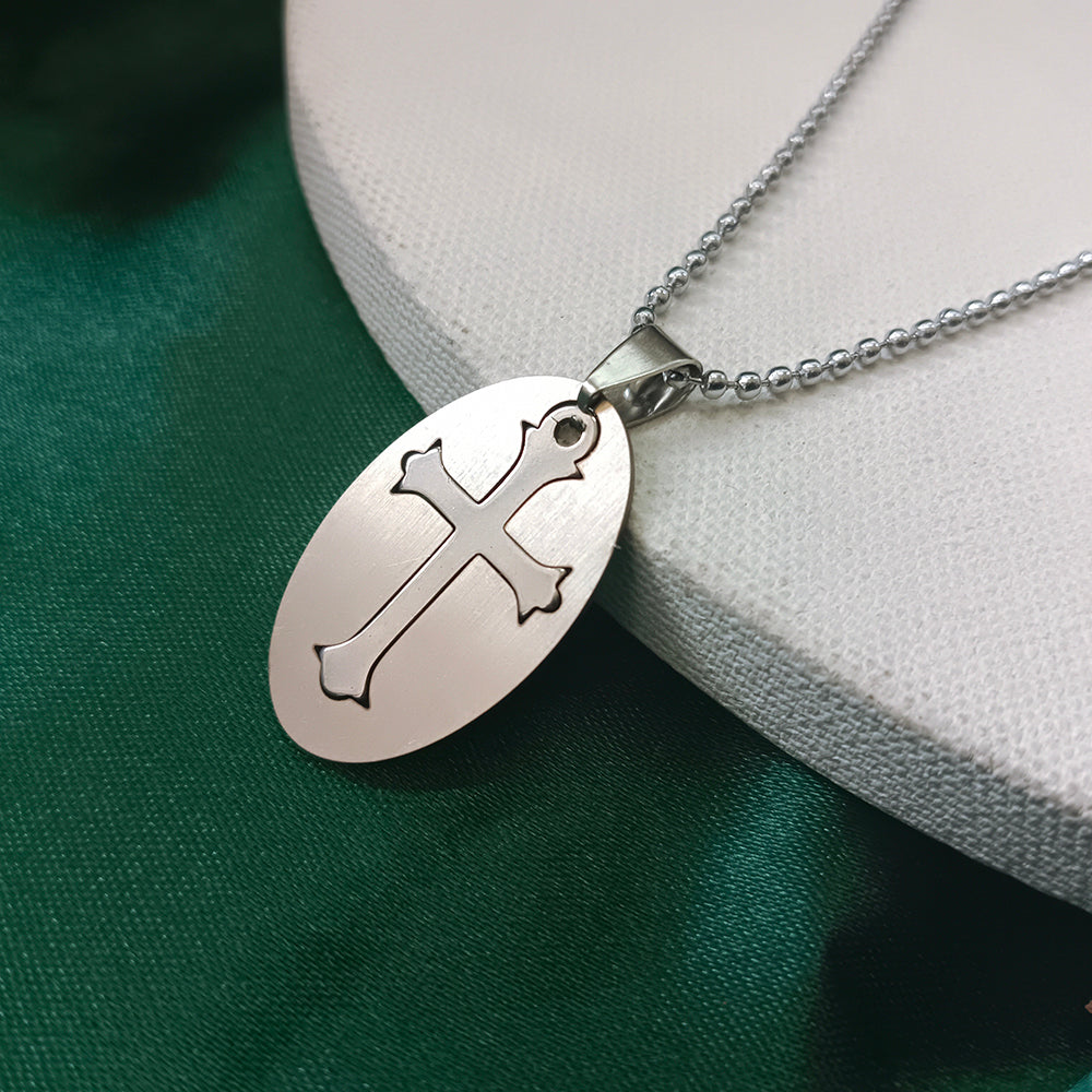 JewelMaze Silver Plated Cross Necklace for Men