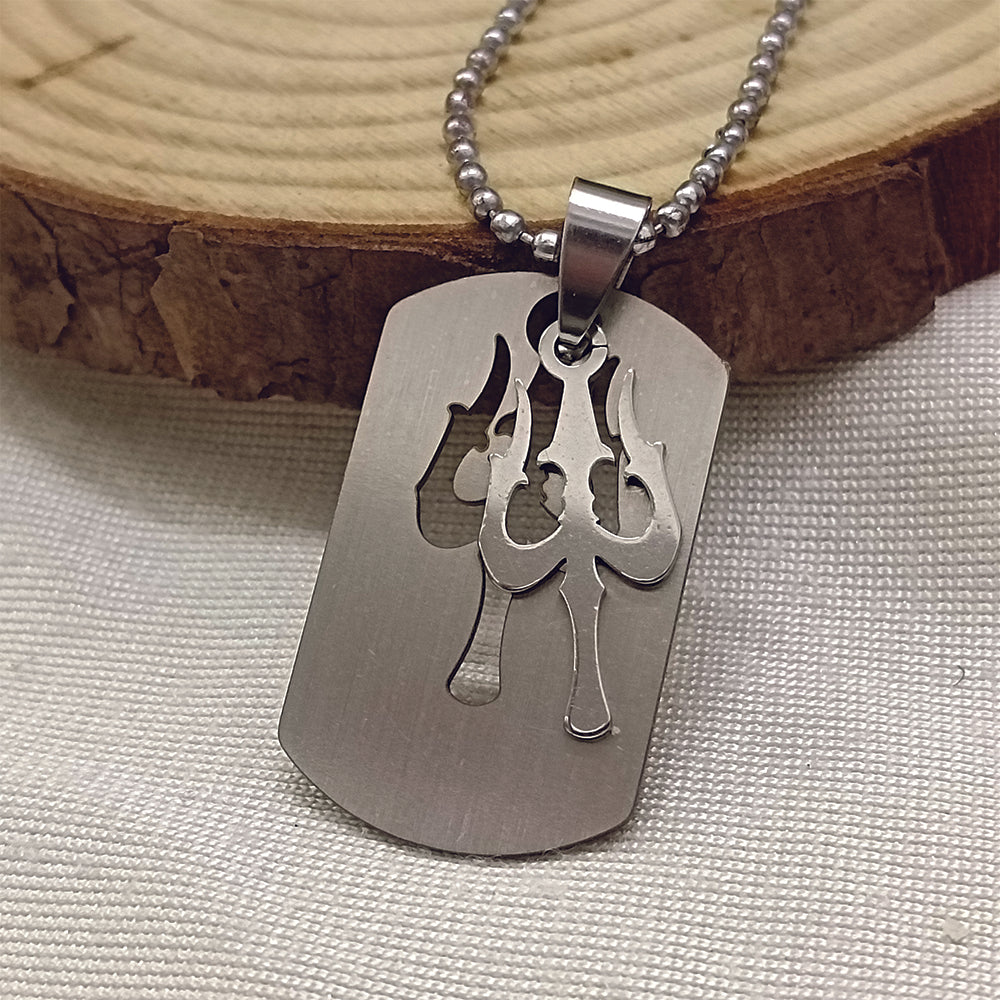 JewelMaze Trishul  Chain Pendant For Men