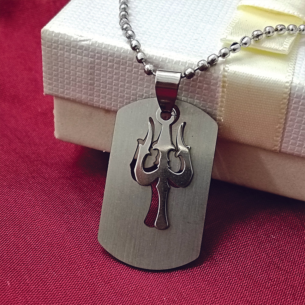 JewelMaze Trishul  Chain Pendant For Men