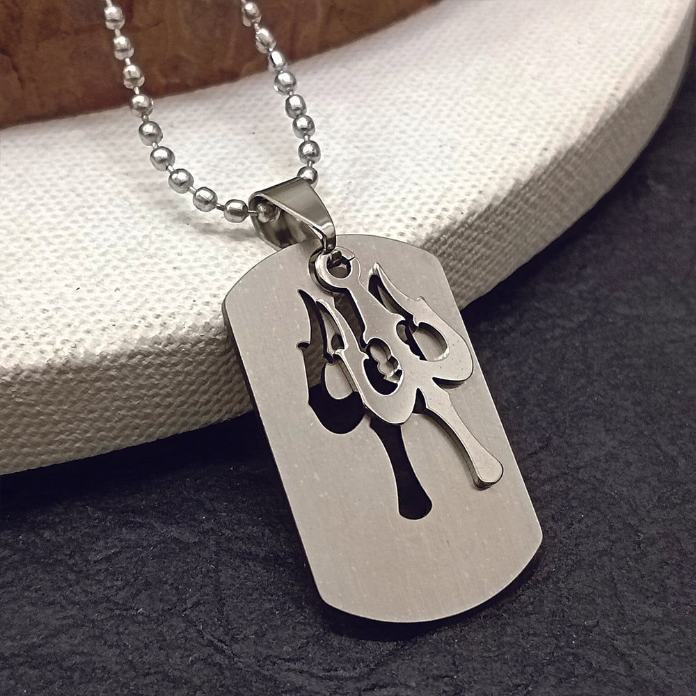 JewelMaze Trishul  Chain Pendant For Men