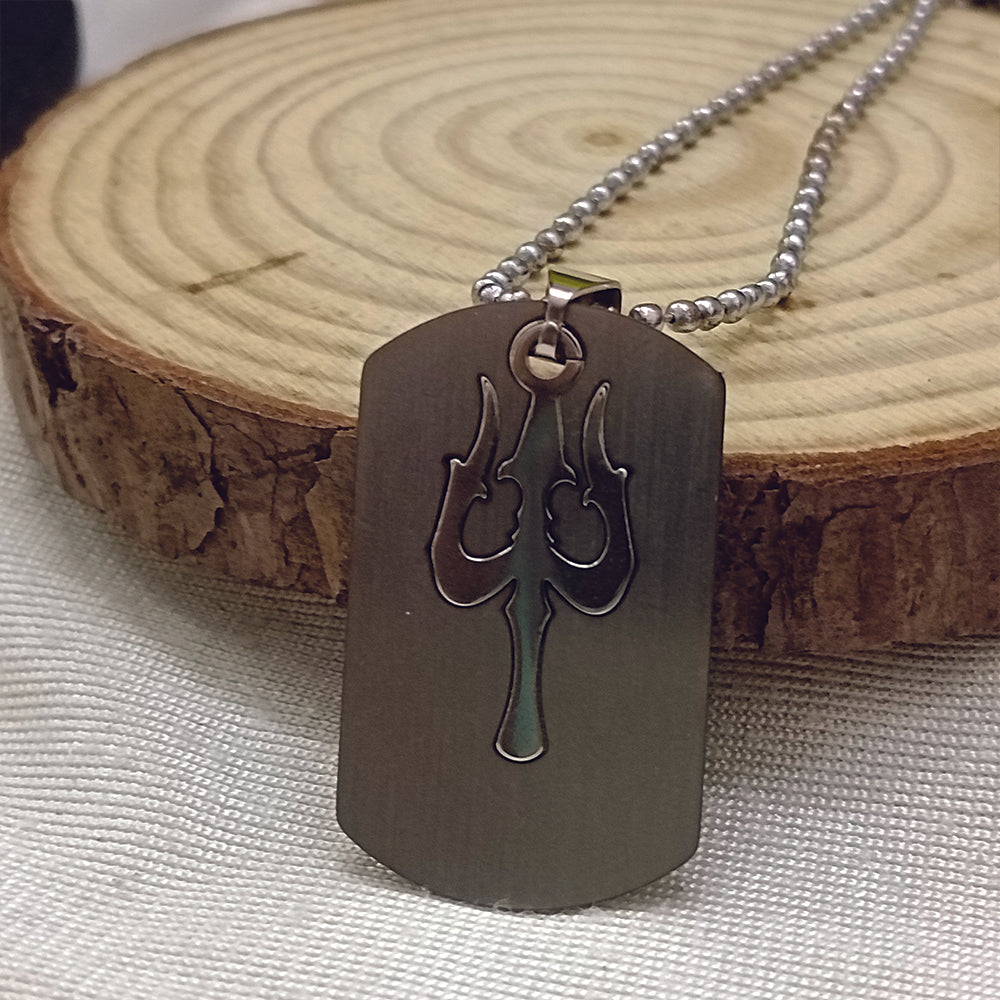 JewelMaze Trishul  Chain Pendant For Men