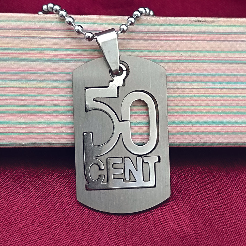 JewelMaze Silver Plated 50 Cents Chain Pendant