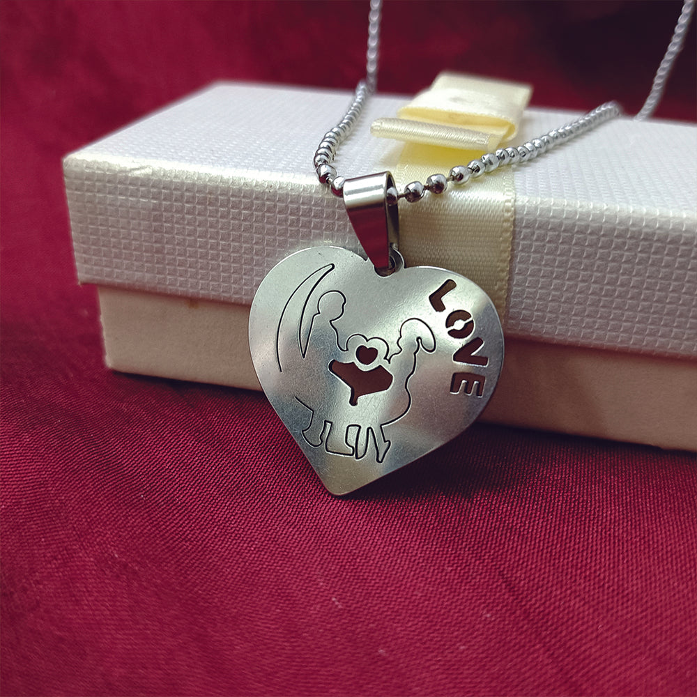 JewelMaze Couple Heart Shape Love Chain Pendant For Men