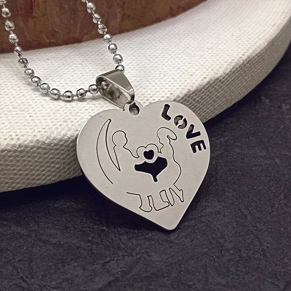 JewelMaze Couple Heart Shape Love Chain Pendant For Men