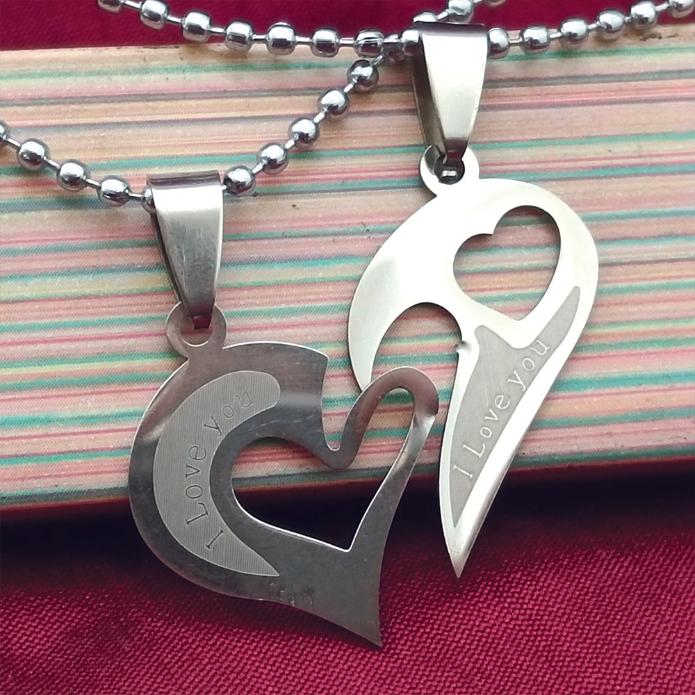 JewelMaze Heart Shape " I LOVE YOU " Chain Pendant- 1404877
