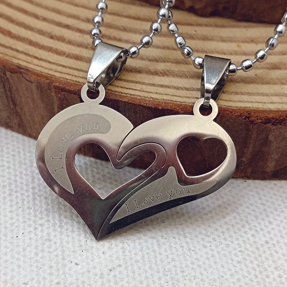 JewelMaze Heart Shape " I LOVE YOU " Chain Pendant- 1404877