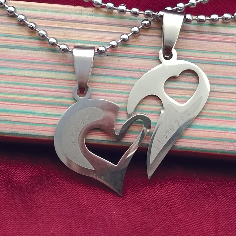 JewelMaze Heart Shape " I LOVE YOU " Chain Pendant- 1404877