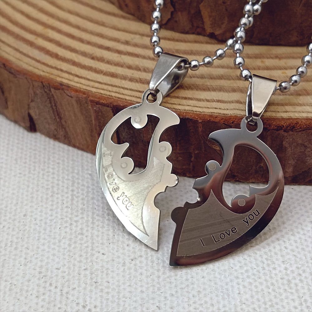 JewelMaze Heart Shape " I LOVE YOU " Chain Pendant- 1404878