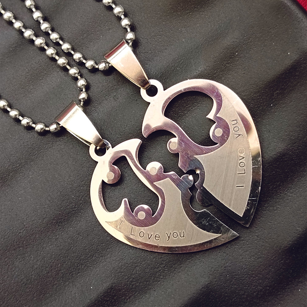 JewelMaze Heart Shape " I LOVE YOU " Chain Pendant- 1404878