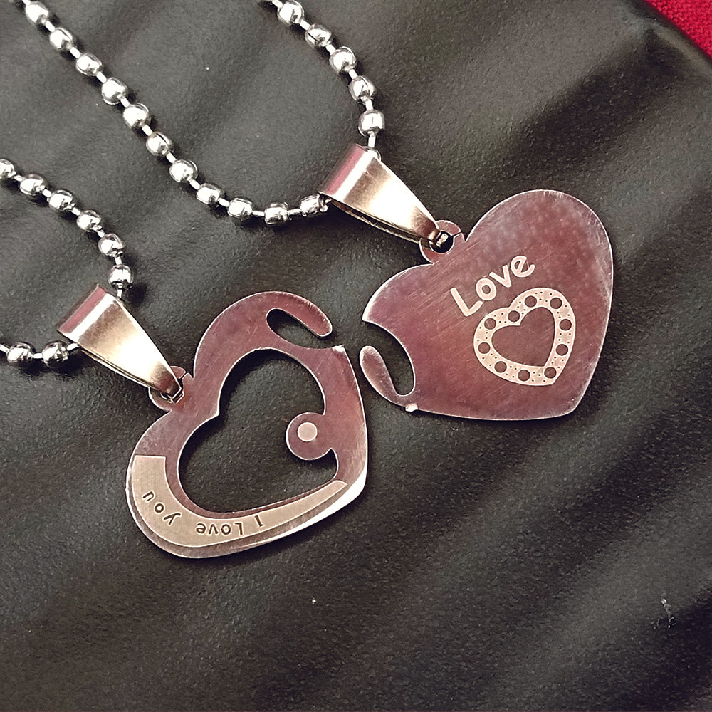 JewelMaze Heart Shape " Love You  "Chain Pendant- 1404880