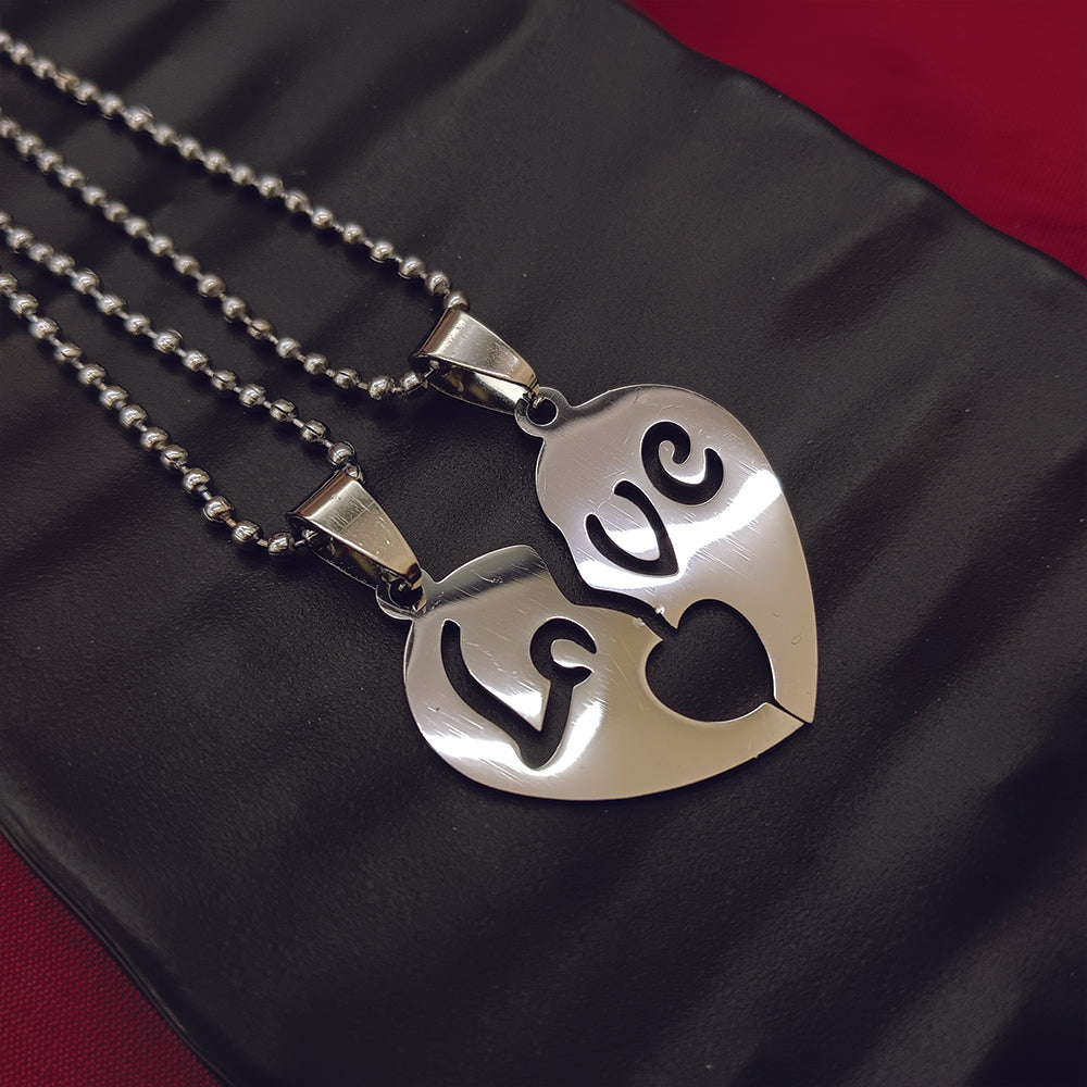 JewelMaze Heart Shape " Love"Chain Pendant- 1404881