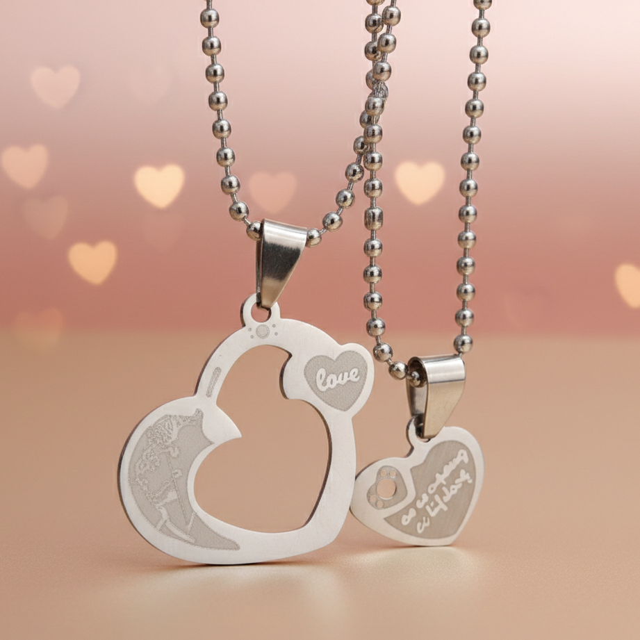 JewelMaze Heart Shape Love Chain Pendant- 1404888