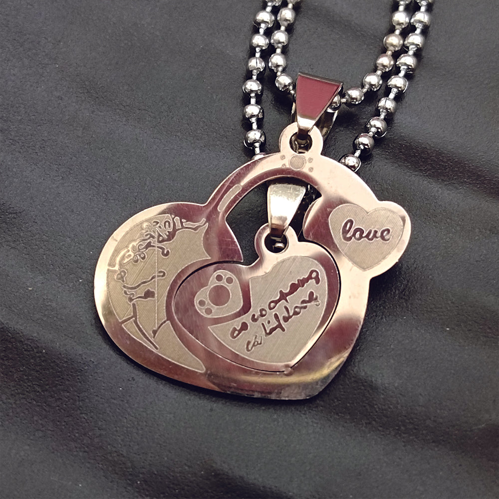 JewelMaze Heart Shape Love Chain Pendant- 1404888