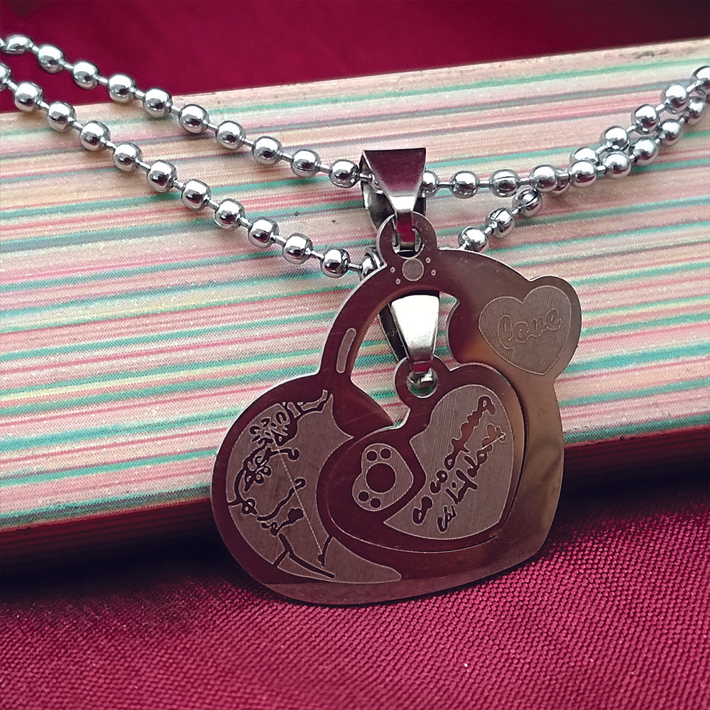 JewelMaze Heart Shape Love Chain Pendant- 1404888