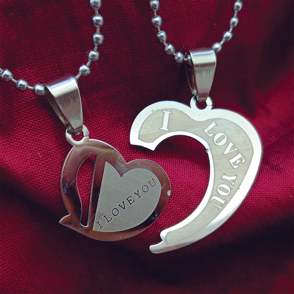 JewelMaze Heart Shape " I  LOVE YOU " Chain Pendant- 1404889