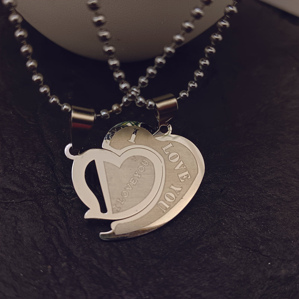 JewelMaze Heart Shape " I  LOVE YOU " Chain Pendant- 1404889
