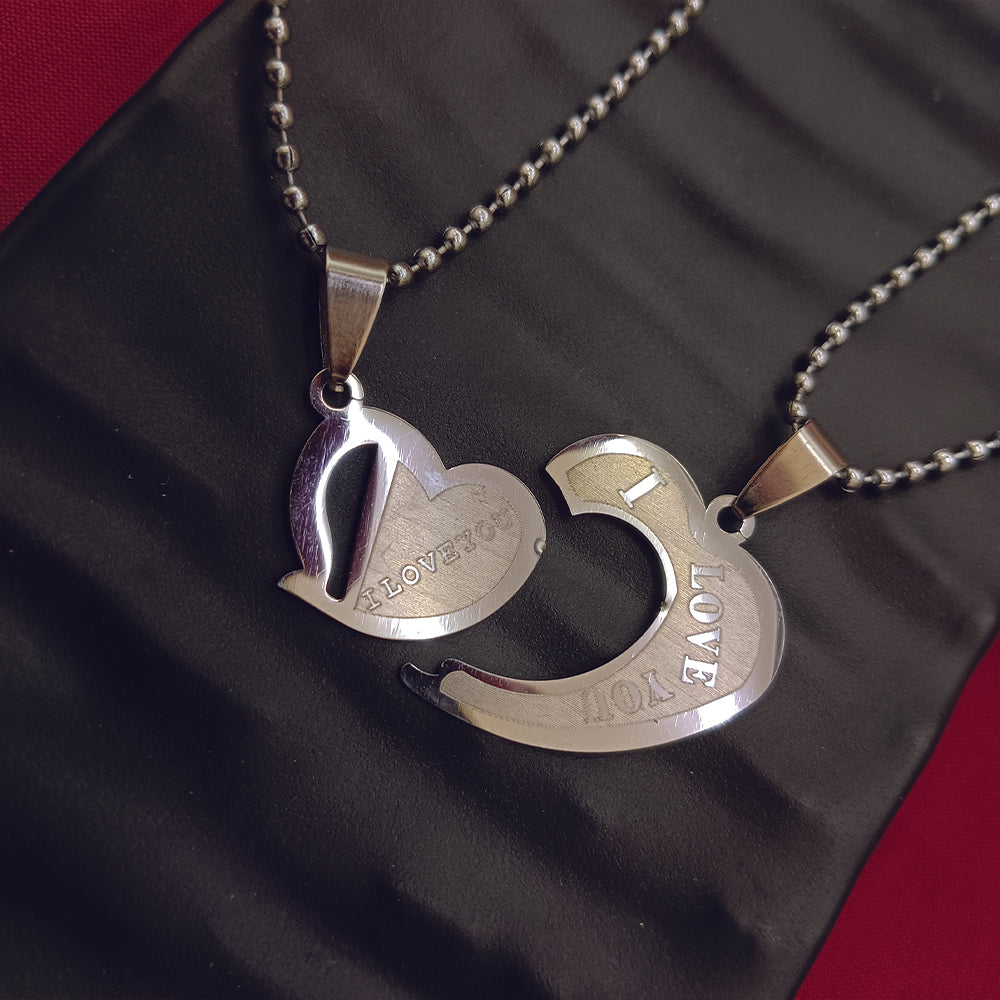 JewelMaze Heart Shape " I  LOVE YOU " Chain Pendant- 1404889