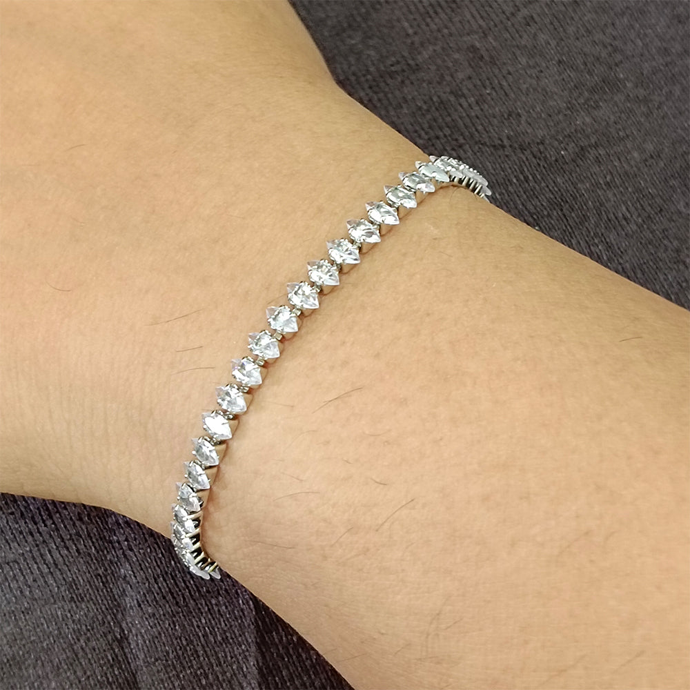 JewelMaze Silver Plated AD Stone Bracelet